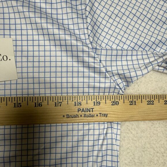 Collars and Co Men's Semi Spread Collar Polo Size M Thin Navy Check Golf Preppy - Picture 6 of 7